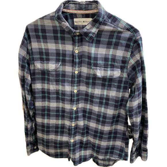 Normal Brand Other - Normal Brand Shirt Mens Large Blue Gray Plaid Button Down Long Sleeve